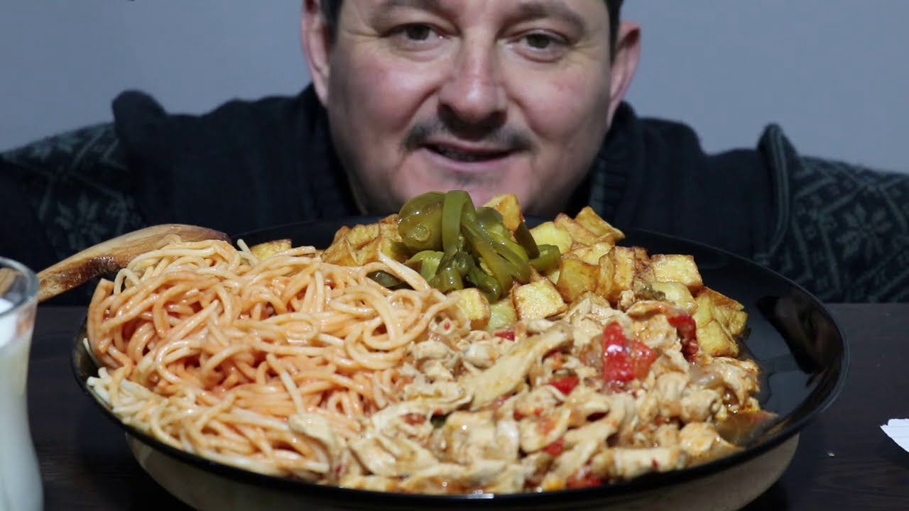 ASMR TURKİSH Spagetti Patates Kızartması Tavuk Fajita Spaghetti French Fries Chicken Fajita #ASMR