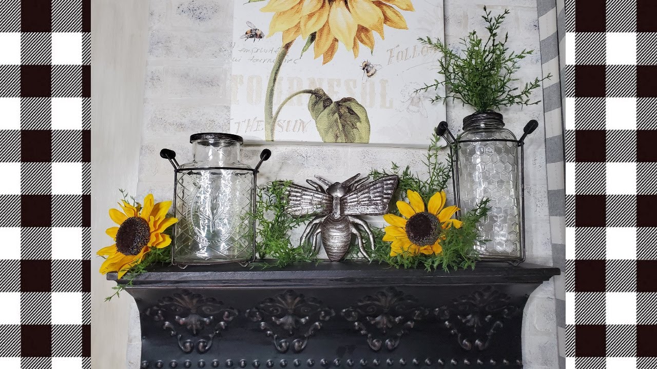 Sunflowers and Bees in the Kitchen Hutch