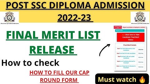 Post SSC Diploma Admission 2022 Update | Final Merit List Release How to Check Complete information