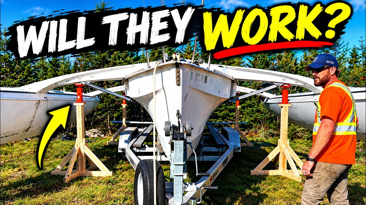 DIRT CHEAP DIY Boat Stands to Lift a Performance Trimaran - Will They Work? | Learning the Lines