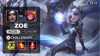 Zoe vs LeBlanc Mid - KR Challenger - Patch 25.12 Season 15
