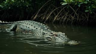 👑🐊 El Soberano del Espejo Esmeralda: El cocodrilo vigilando su reino acuático ✨🌊