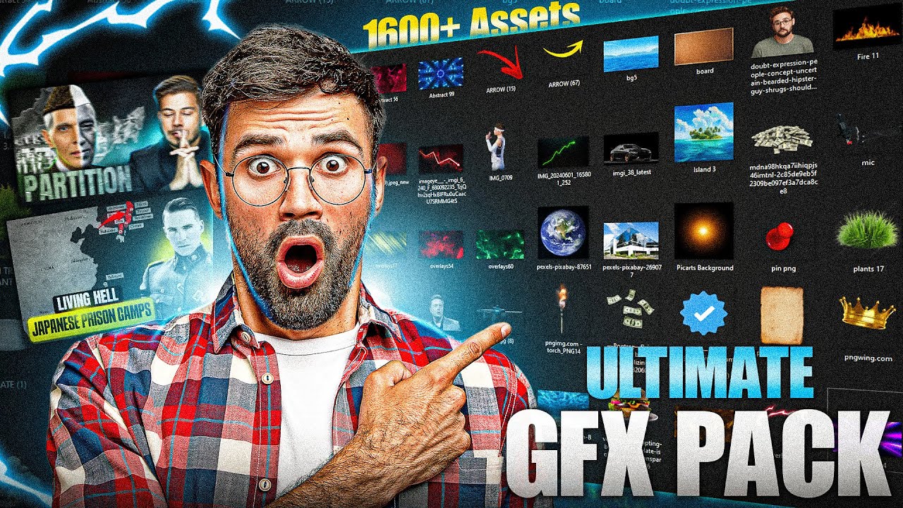1600+ Free GFX Pack for Thumbnails | Ultimate Photoshop Assets Download 2025