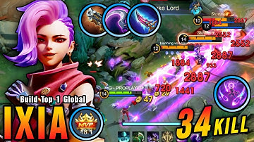 34 Kills!! New Ixia One Hit Build and Emblem!! - Build Top 1 Global Ixia ~ MLBB