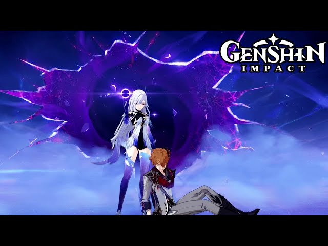 Skirk Defeats the Whale and Throws Childe into the Abyss Cutscene Animation | Genshin Impact 4.2 class=