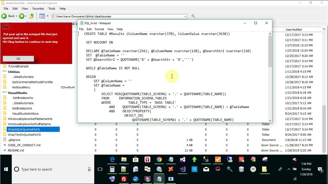 Put Sql In Quotes For CSharp - YouTube