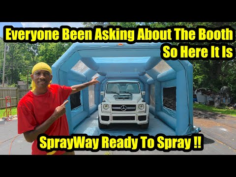 Painting The Mercedes Benz G Wagon In The Inflatable Paint Booth From Vevor On A Hot Summer Day