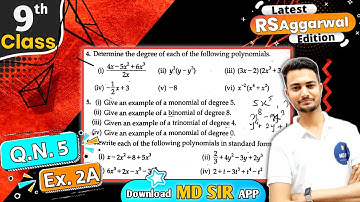 Rs Aggarwal Class 9 | Exercise 2A Question number 5 | Chapter 2 Polynomials | Md Sir Class 9
