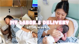 My Water Broke at 34 weeks | Quick 6 Hour Labor | Unexpected Preemie Baby | Labor \& Delivery