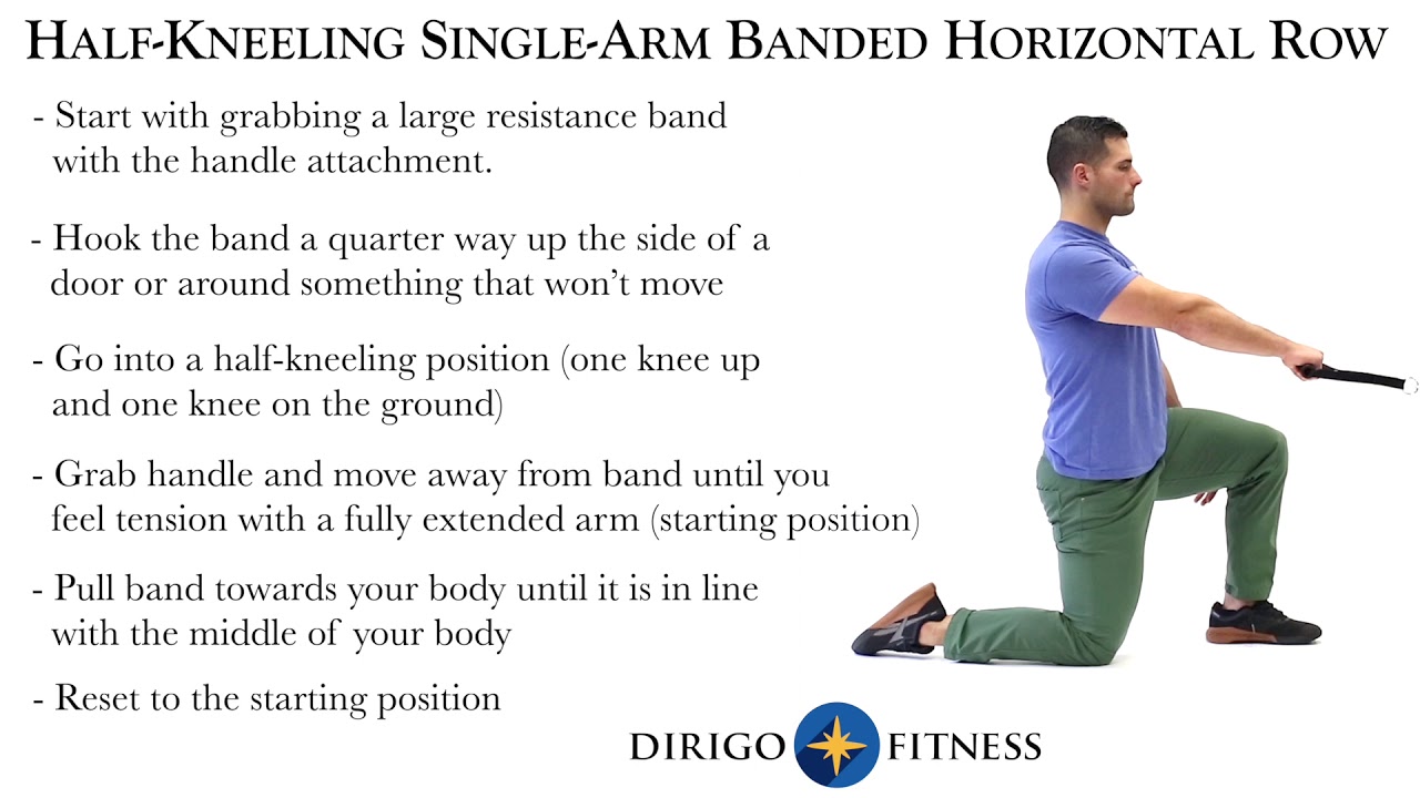 Half Kneeling Single Arm Banded Horizontal Row - YouTube