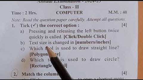 Class 2 Annual Examination (2024-25) Computer Question Paper with Answers