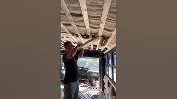 Used havelock wool to insulate our school bus #skoolie #buslife #skoolieconversion #skoolielife