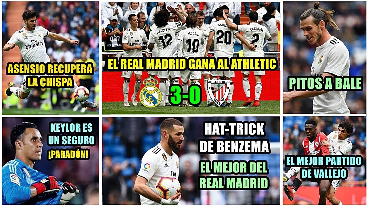 EL REAL MADRID GANA AL ATHLETIC (3-0) | HAT-TRICK DE BENZEMA | PITOS A ...