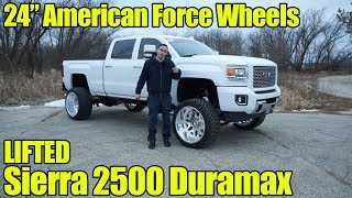 LIFTED GMC Sierra 2500 Denali Duramax with 24 inch American Force Wheels