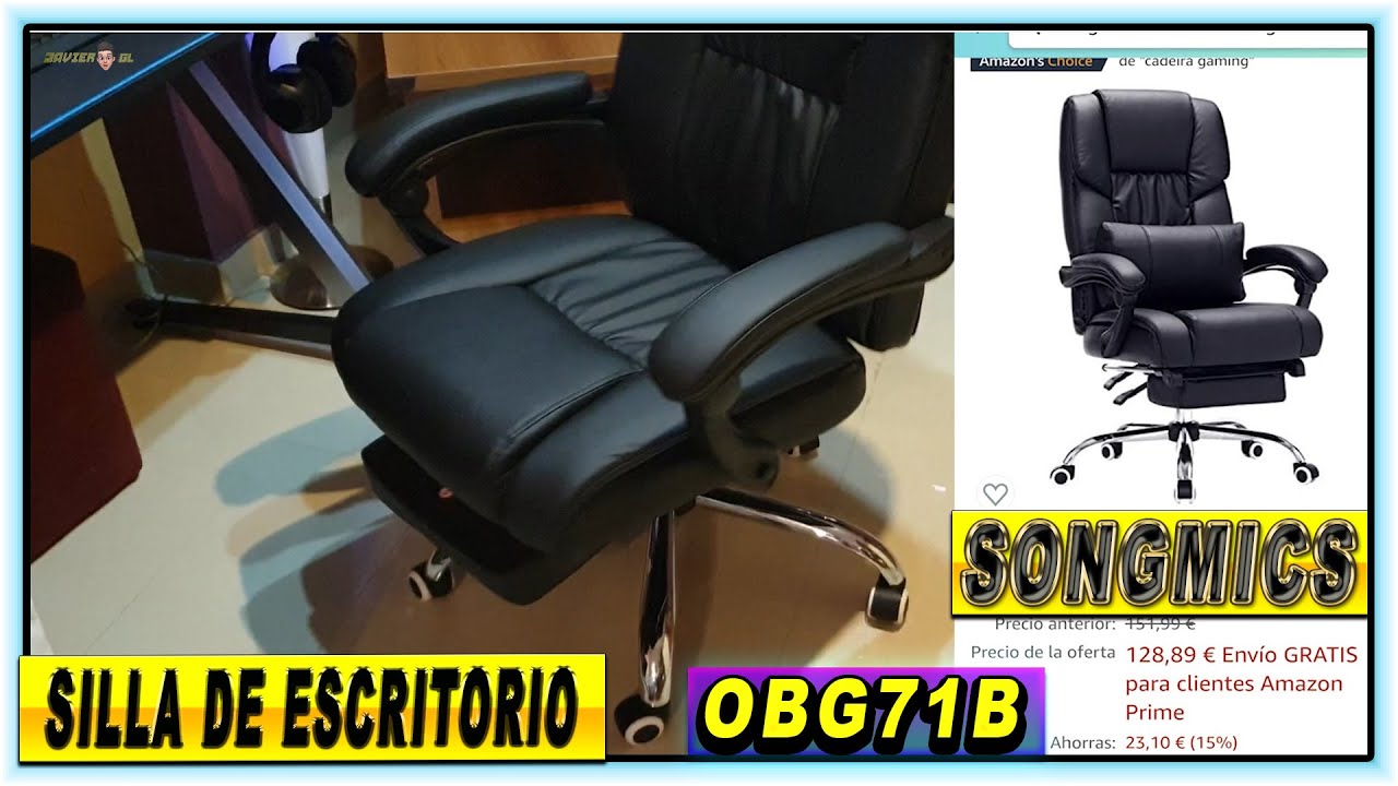 SONGMICS Silla de Oficina, Silla Racing Ergonómica, con Reposapiés T