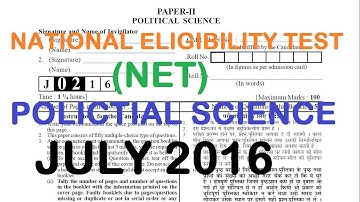 POLITICAL SCIENCE NET JULY 2016 PAPER 2