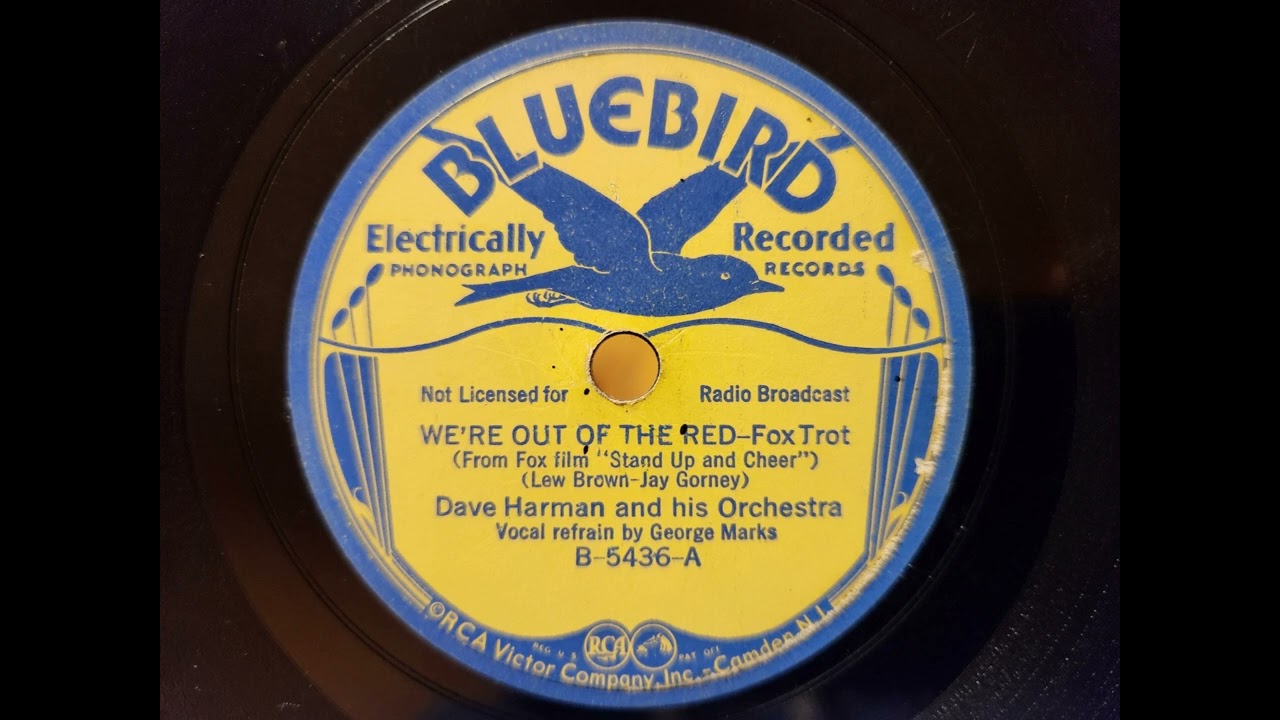 WE'RE OUT OF THE RED - DAVE HARMAN'S ORCHESTRA - Vocal - George Marks - 1930s Movie Themed Music!