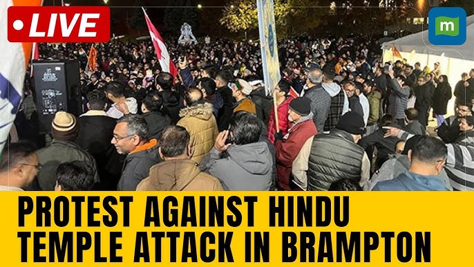 image of 캐나다 브램턴에서 힌두 사원 공격에 대한 대규모 집회