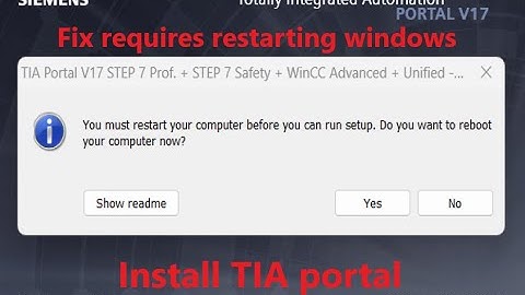 How to fix "You must restart your computer before you can run setup" Siemens Tia Portal