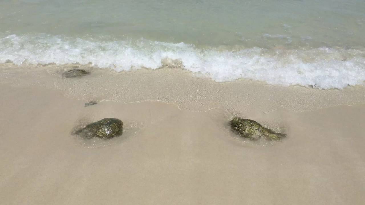Sea wave on a beautiful sand of the tropical beach close-up