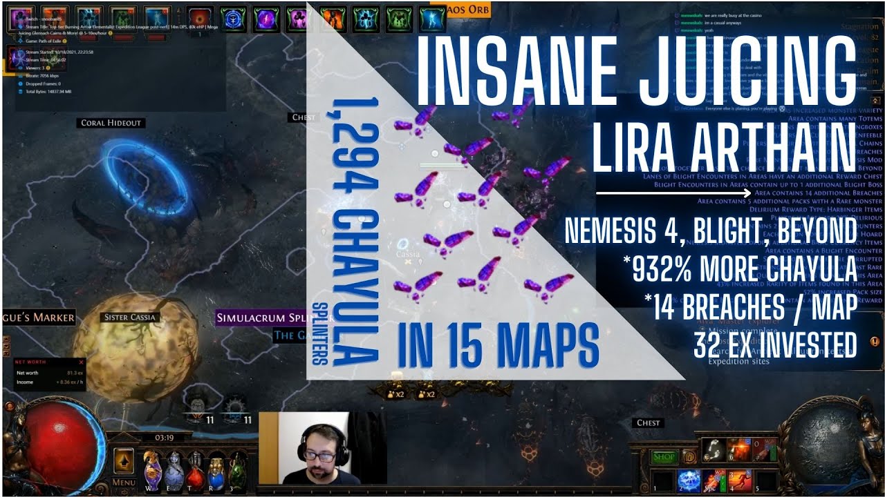14+ Breaches in One Map! Lira Arthain Insane-juiced Preparation & Results (13-15ex per hour)