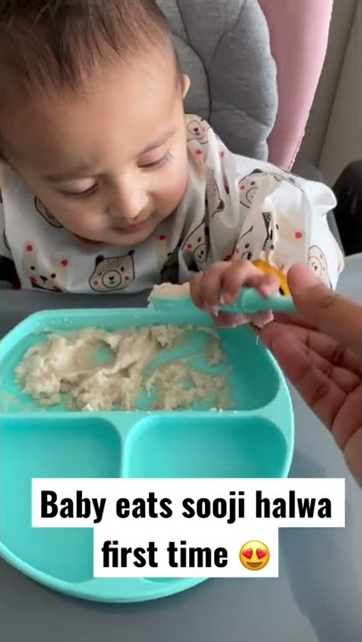 Baby eats Sooji Halwa without sugar #shorts #ytshorts #shreytigarg