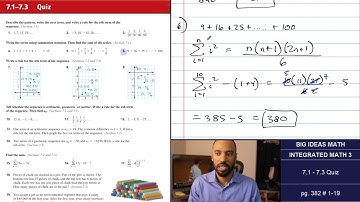 Big Ideas Math [IM3]: 7.1 - 7.3 Quiz (Review & Problem Set)