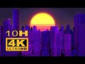 80s Synthwave Sun Screensaver - Background 10h 4K