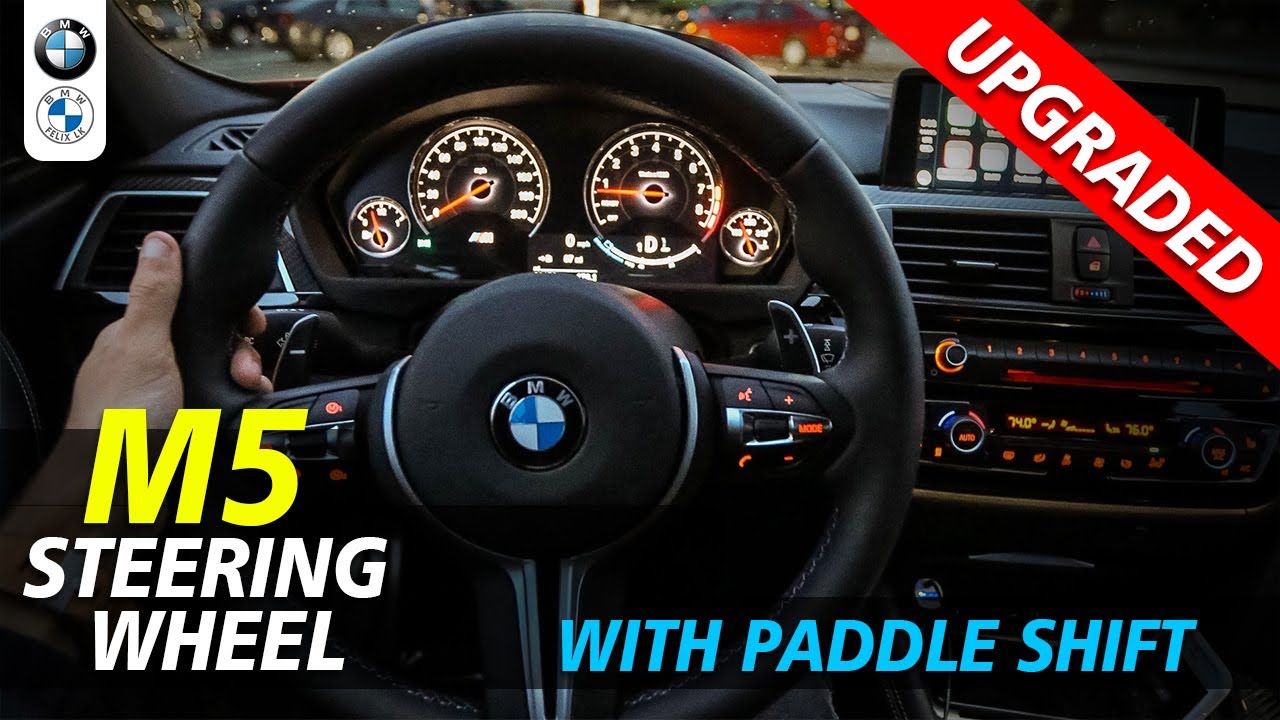 Normal BMW Steering Wheel to M5 Steering with Paddle Shift - YouTube