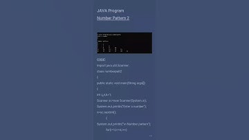 Number Pattern In Java  |  Part 2 #shorts #java #patternprogram #codingshortvideo #javaforbeginners