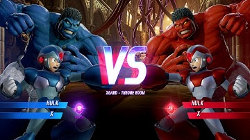 Blue Hulk and X vs Red Hulk and X - MARVEL VS. CAPCOM: INFINITE