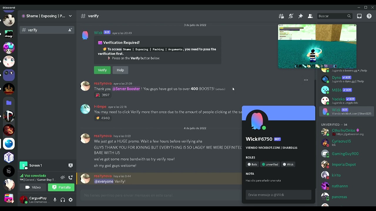 Servidor Discord: Shame|Exposing|Packing|Arguments | Intento de Robo de ...