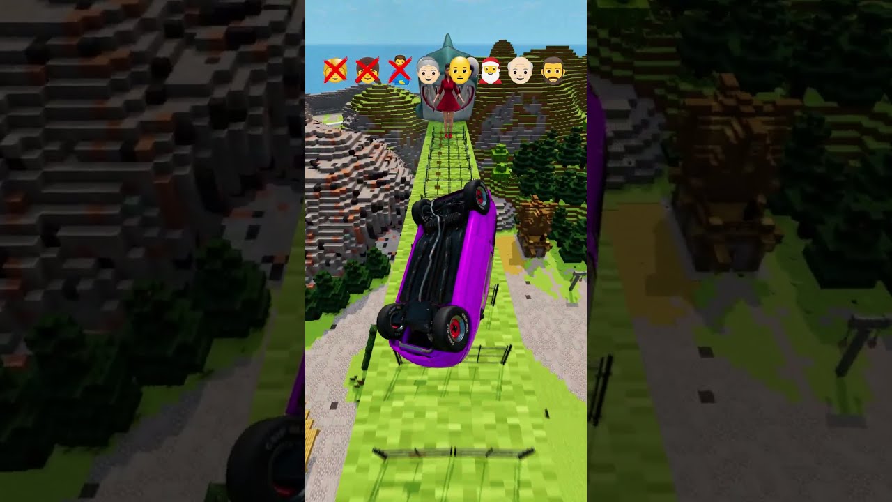 100 Portals VS Car To Save My Girlfriend From The Shark 