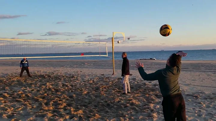 Cold Sunday Brighton beach volleyball doubles