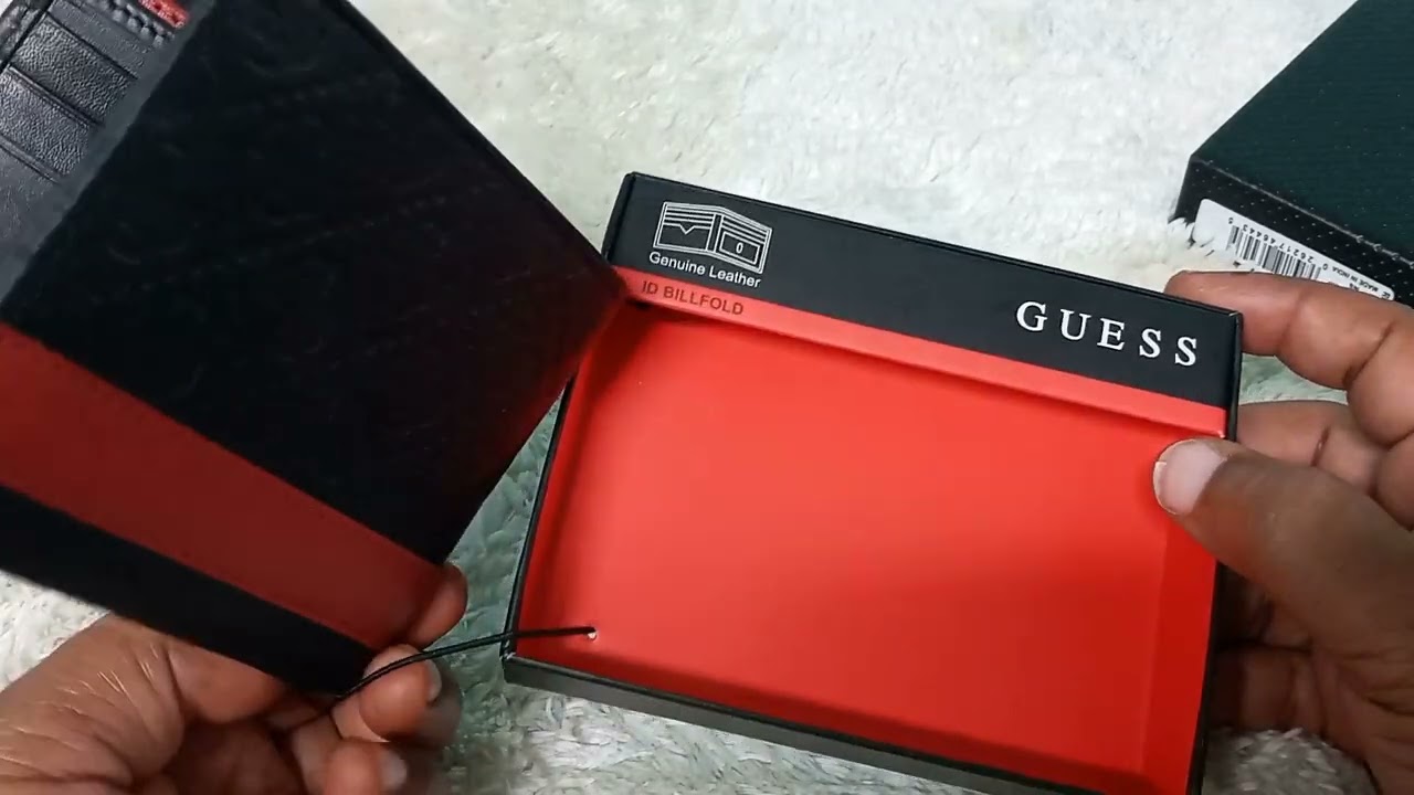 Guess Men's Leather Mesa Billfold Wallet - Black/Red