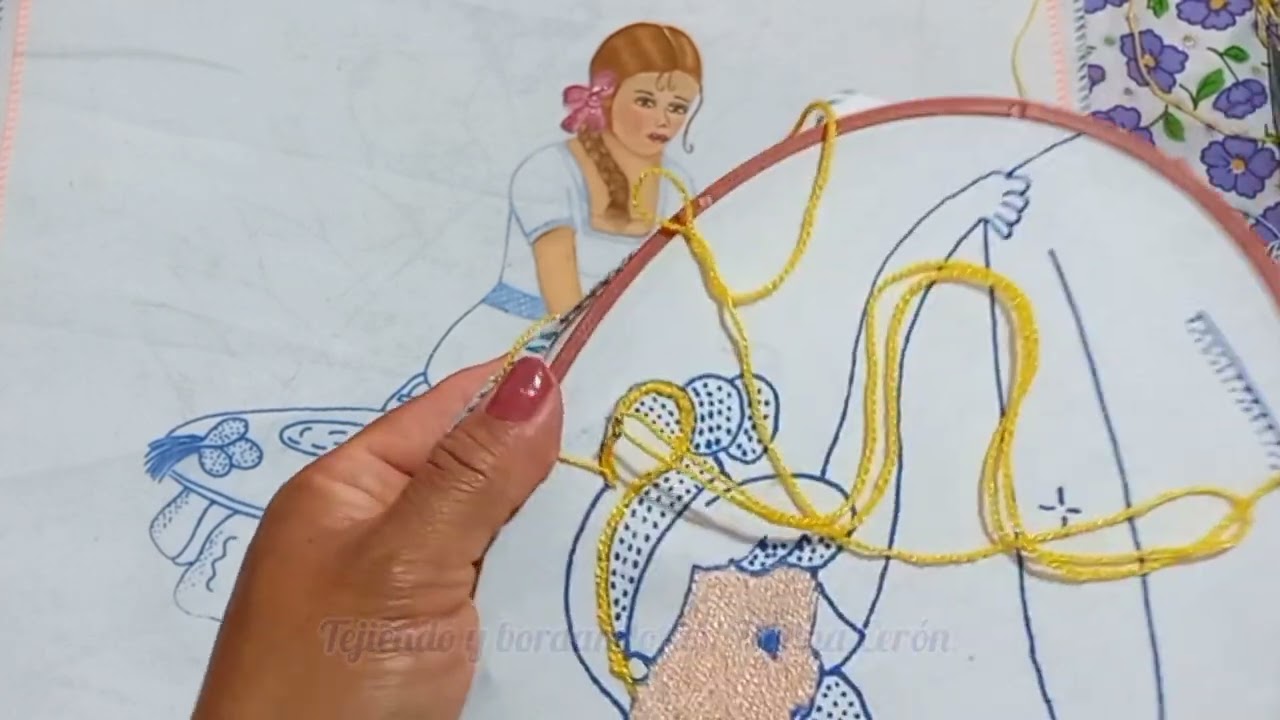 Bordado Cenicienta/cara y cabello/Tejiendo y bordando con Melina Cerón