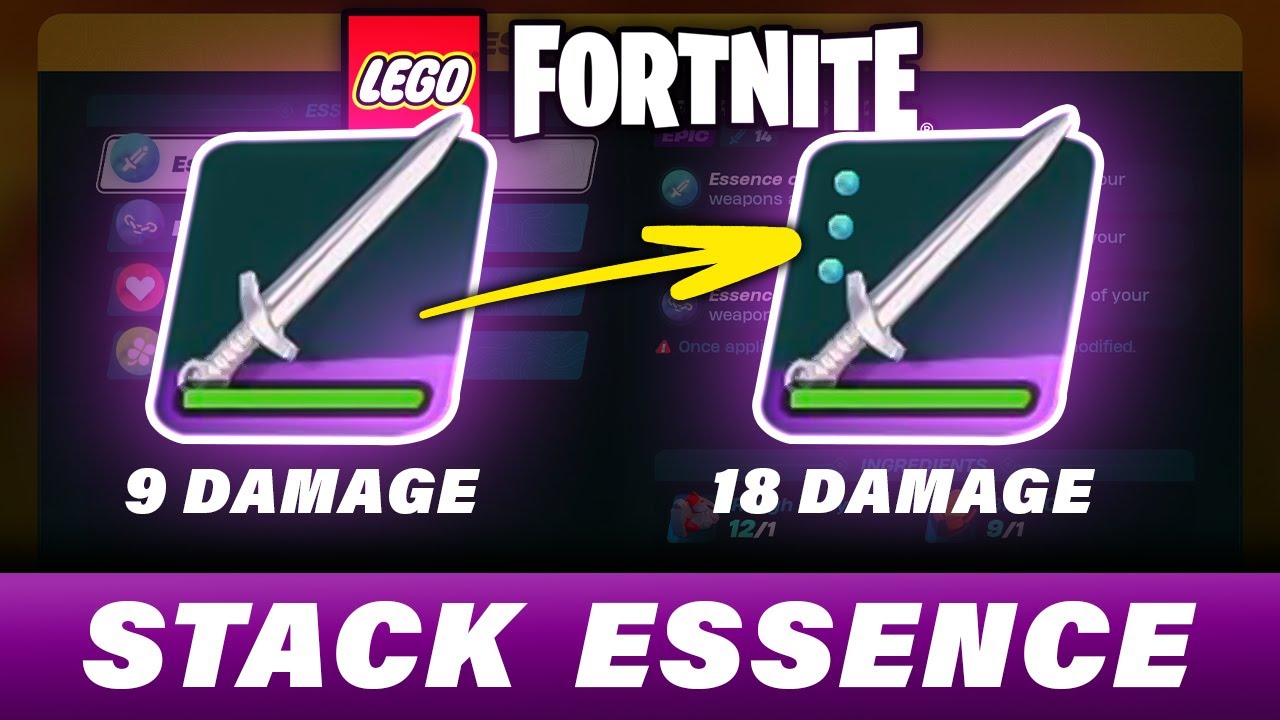 How to Stack Your Weapons and Tools With ESSENCE in Lego Fortnite YouTube