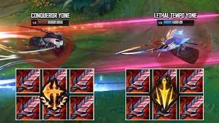 LETHAL TEMPO YONE vs CONQUEROR YONE FIGHTS! WHICH RUNE IS BETTER?