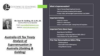 The US/Australia Tax Treaty Superannuation Analysis: Golding &amp; Golding; Board-Certified Specialist