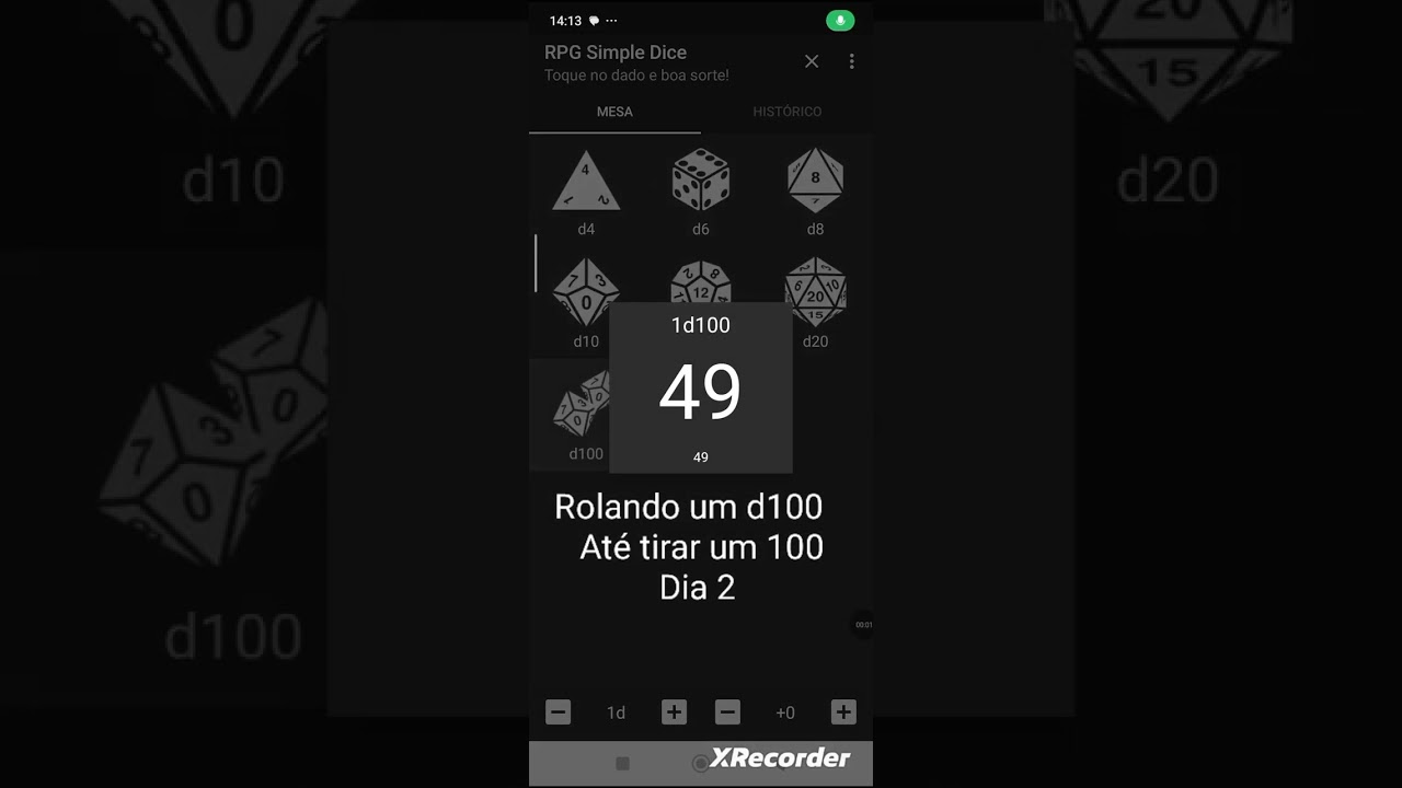 rolando um d100 até tirar um 100 dia 2