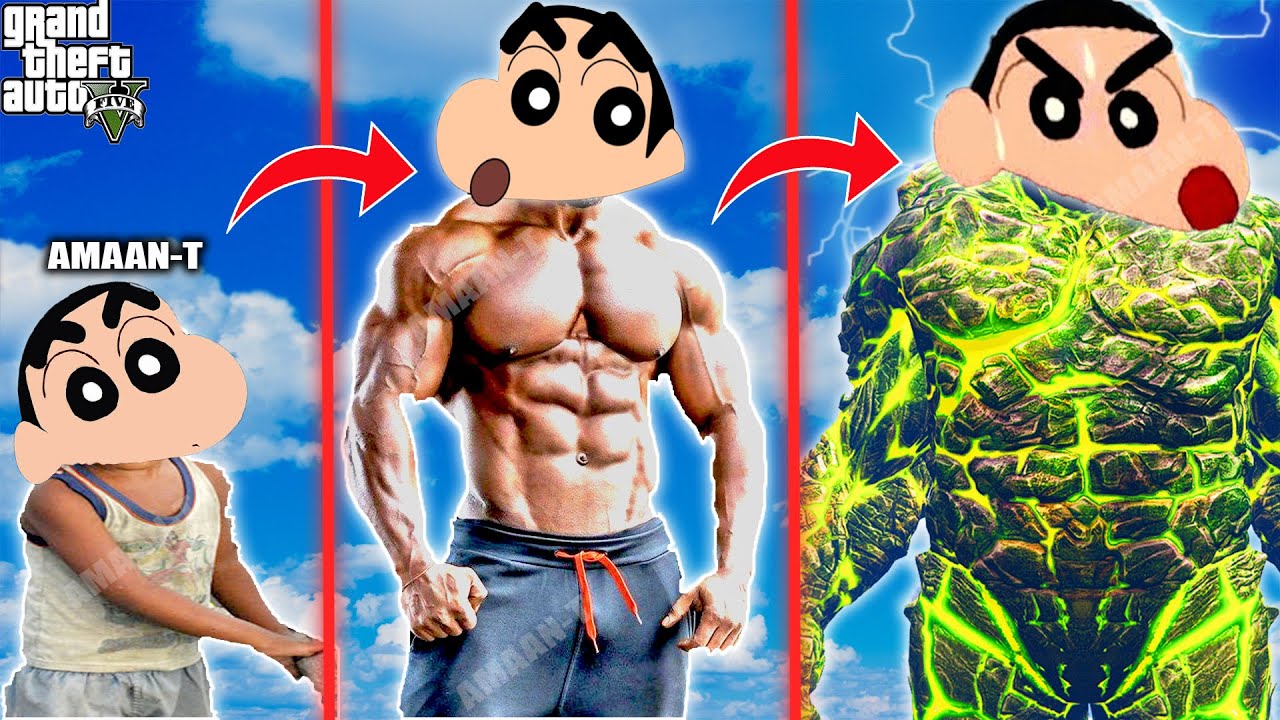 GTA 5 : Upgrading Shinchan into GOD SHINCHAN to Fight Giant SUN GOD Titan (GTA 5 Mods) lava god ice