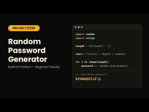 Python Project #1: Random Password Generator (Beginner Tutorial)