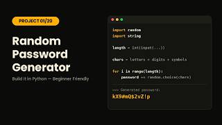 Python Project #1: Random Password Generator (Beginner Tutorial)