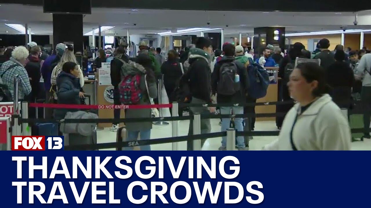 Thanksgiving travel crowds at Seattle airport | FOX 13 Seattle - YouTube