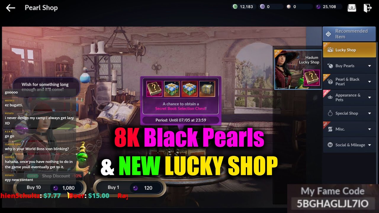 Black Desert Mobile 8K Black Pearls & New Lucky Shop