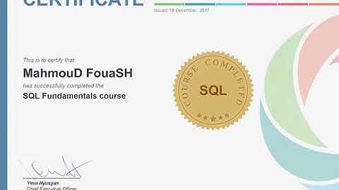 sololearn SQL Structured Query language CERTIFICATE MahmouD FouaSH