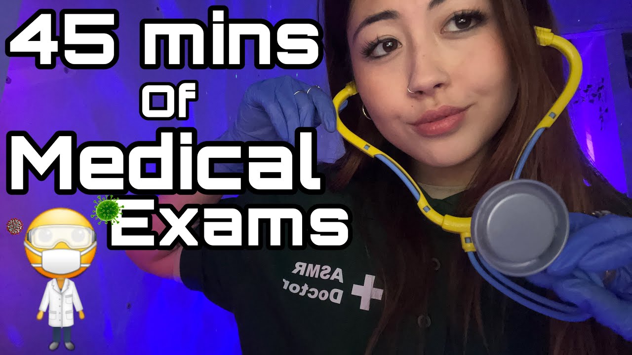 ASMR 45 minutes of Medical Exams (cranial nerve,eyes,lice…)