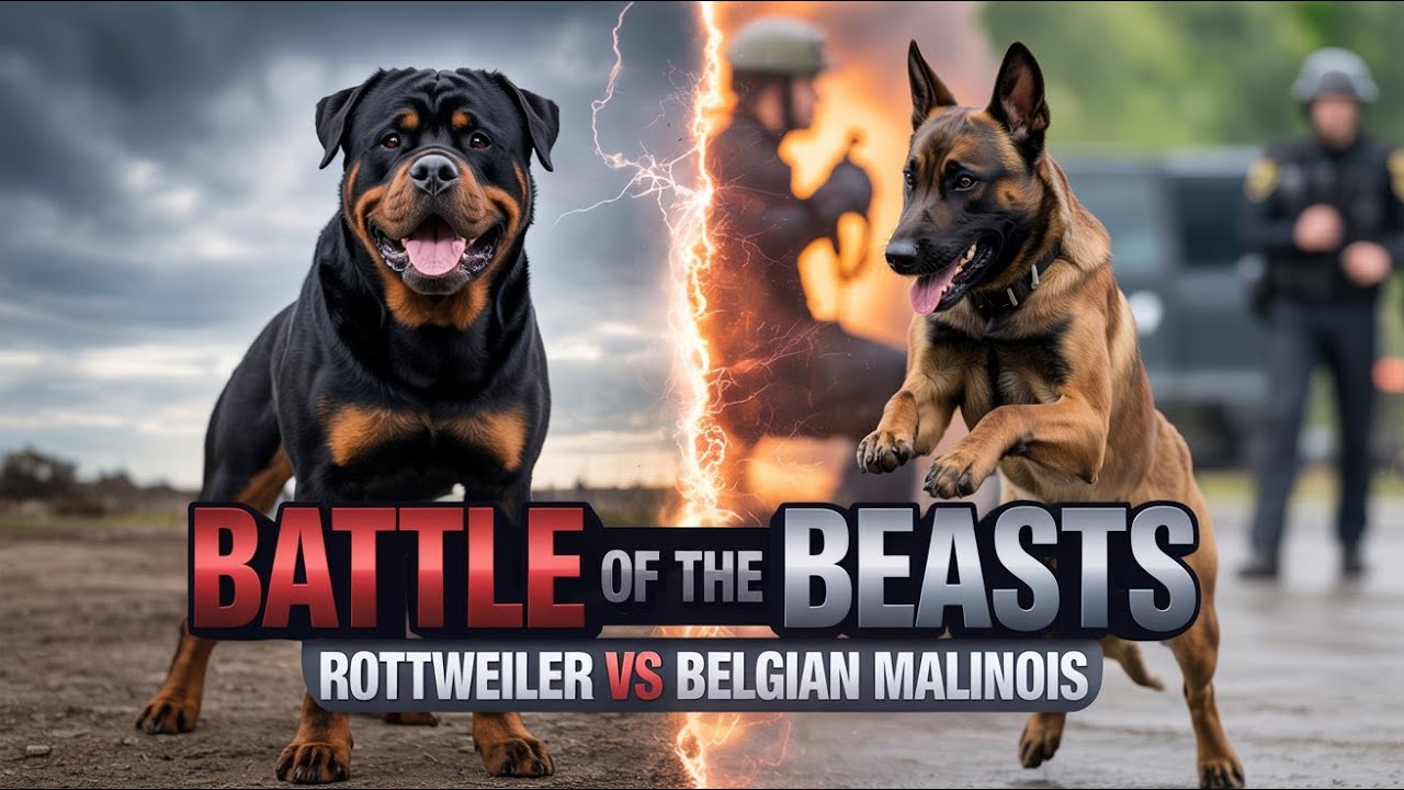Battle of the Beasts Rottweiler vs belgian malinois - YouTube