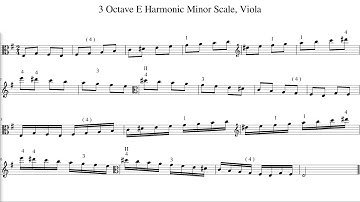 3 Octave E Harmonic Minor Scale, Viola