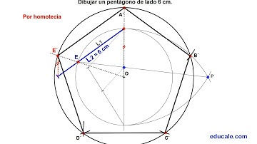 1   Dibujo de un pentágono regular de lado 6 cm por el método general de homotecia